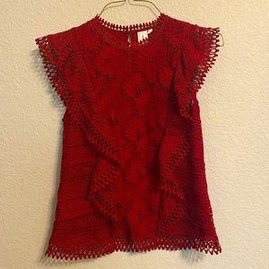 Anthropologie Guest Editor Women’s Red Lace Top XS